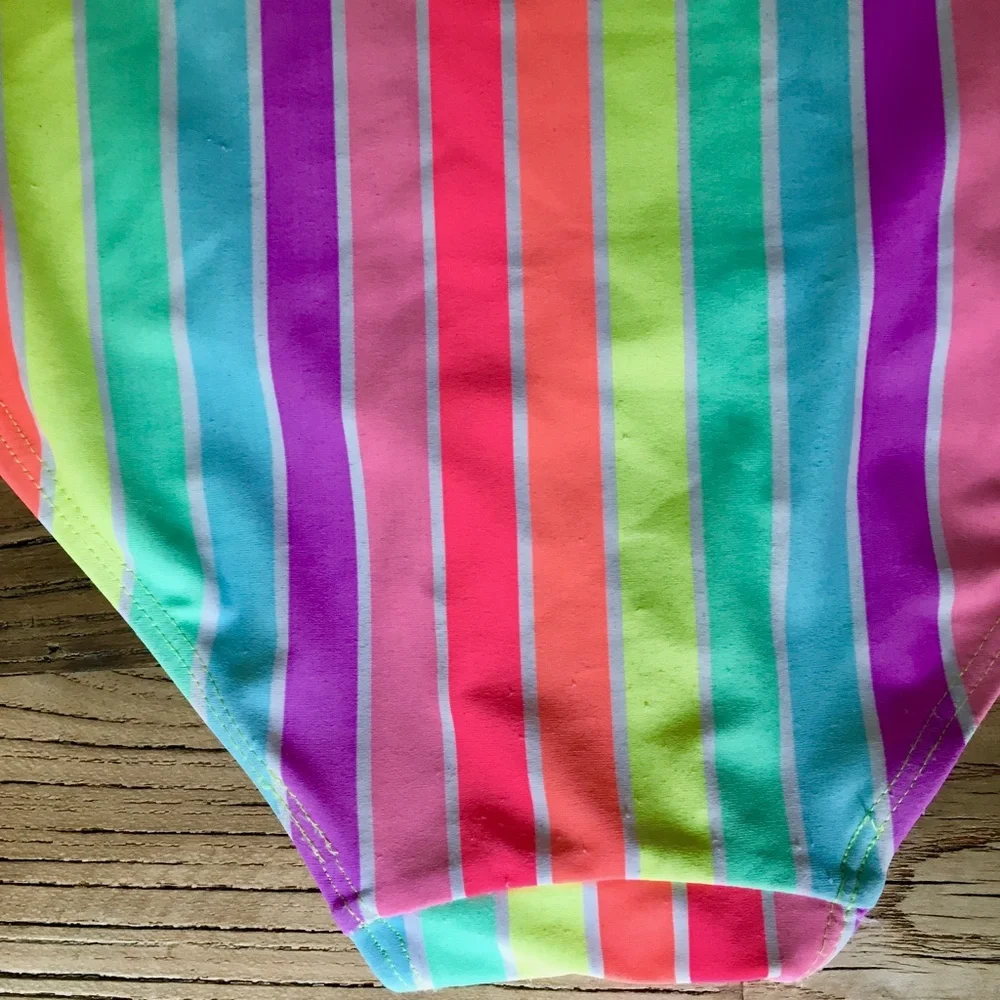 Vibrant neon striped one piece swimsuit - Picture 3 of 3